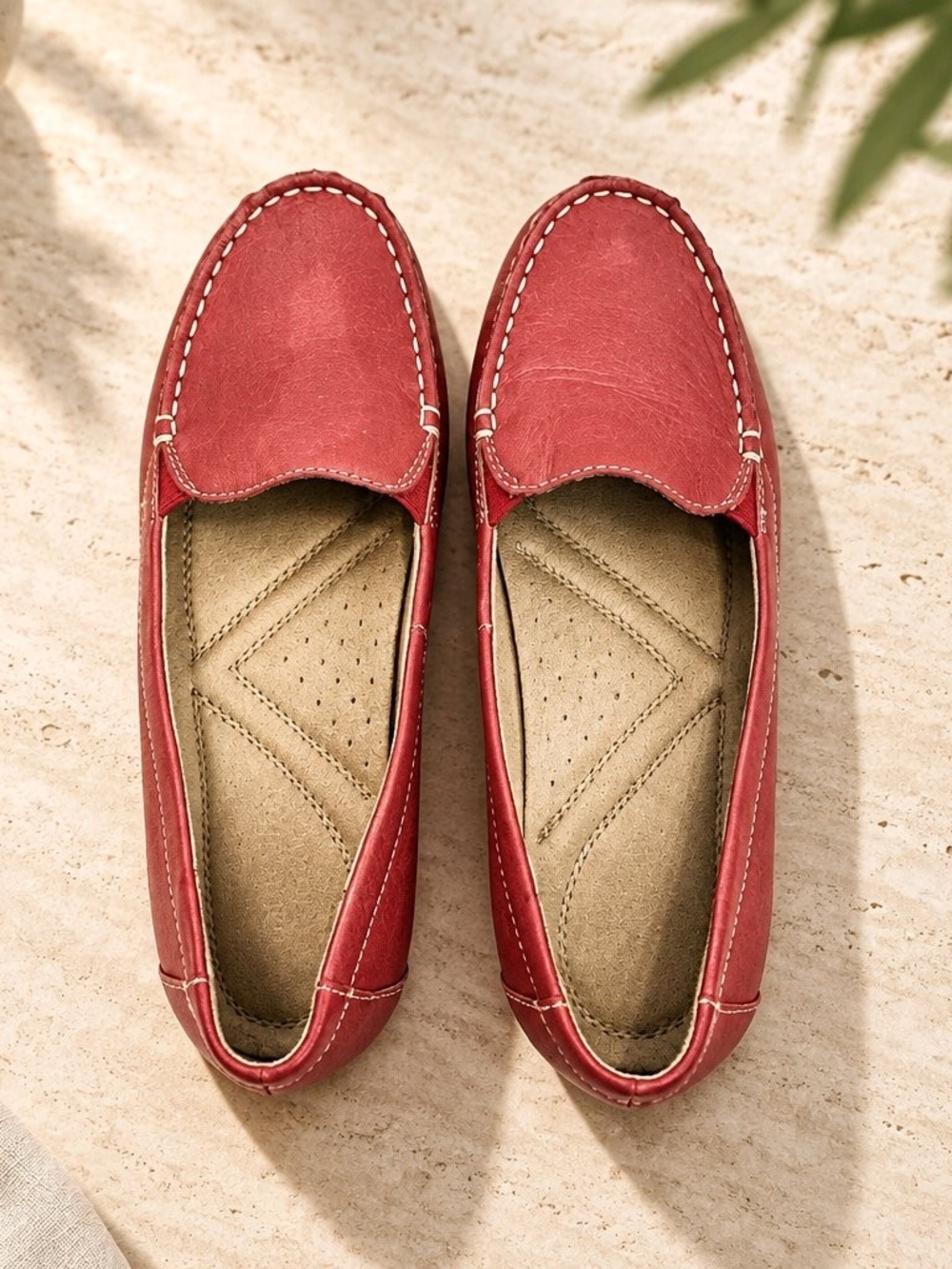 Naturalizer Red Leather Driving Loafers N5 Comfort Size 8